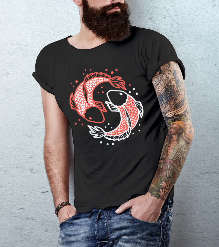 Koi Fish Chinese Koi Carp Swimming Yin Yang T-Shirt
