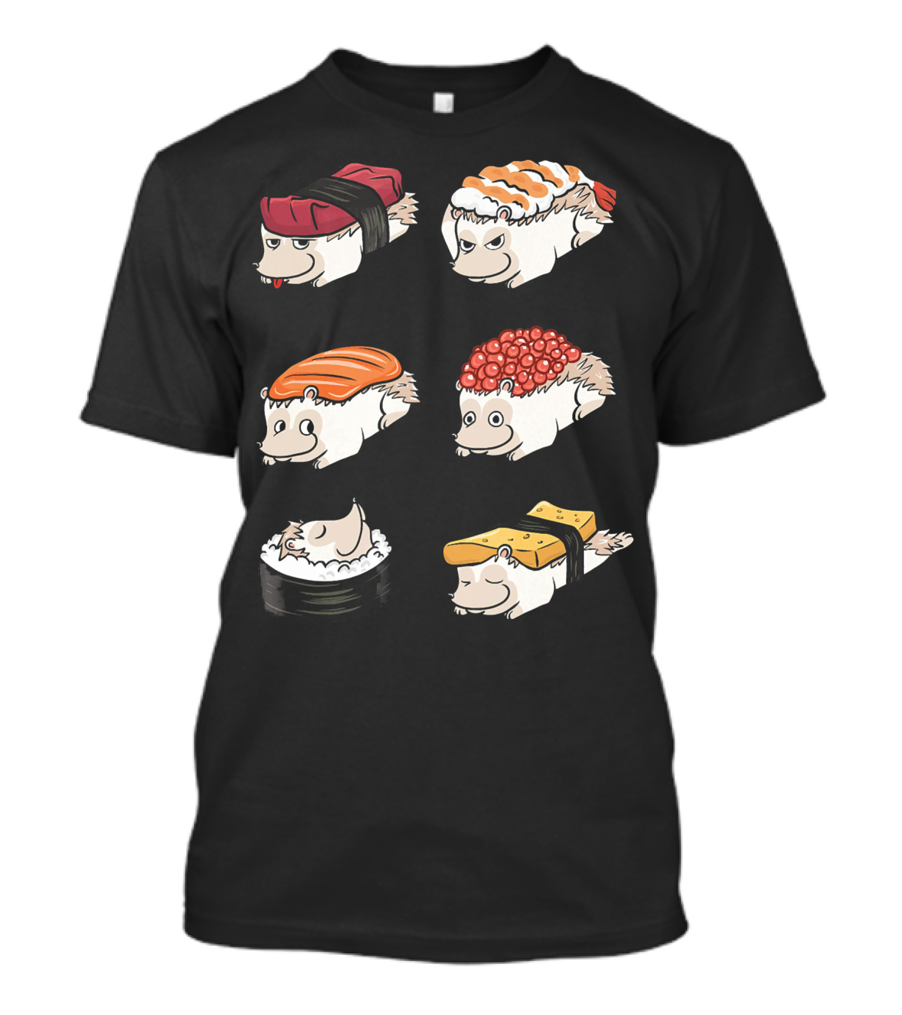 Hedgehog Sushi Nigiri Salmon Tuna Roe Funny Pet T-Shirt