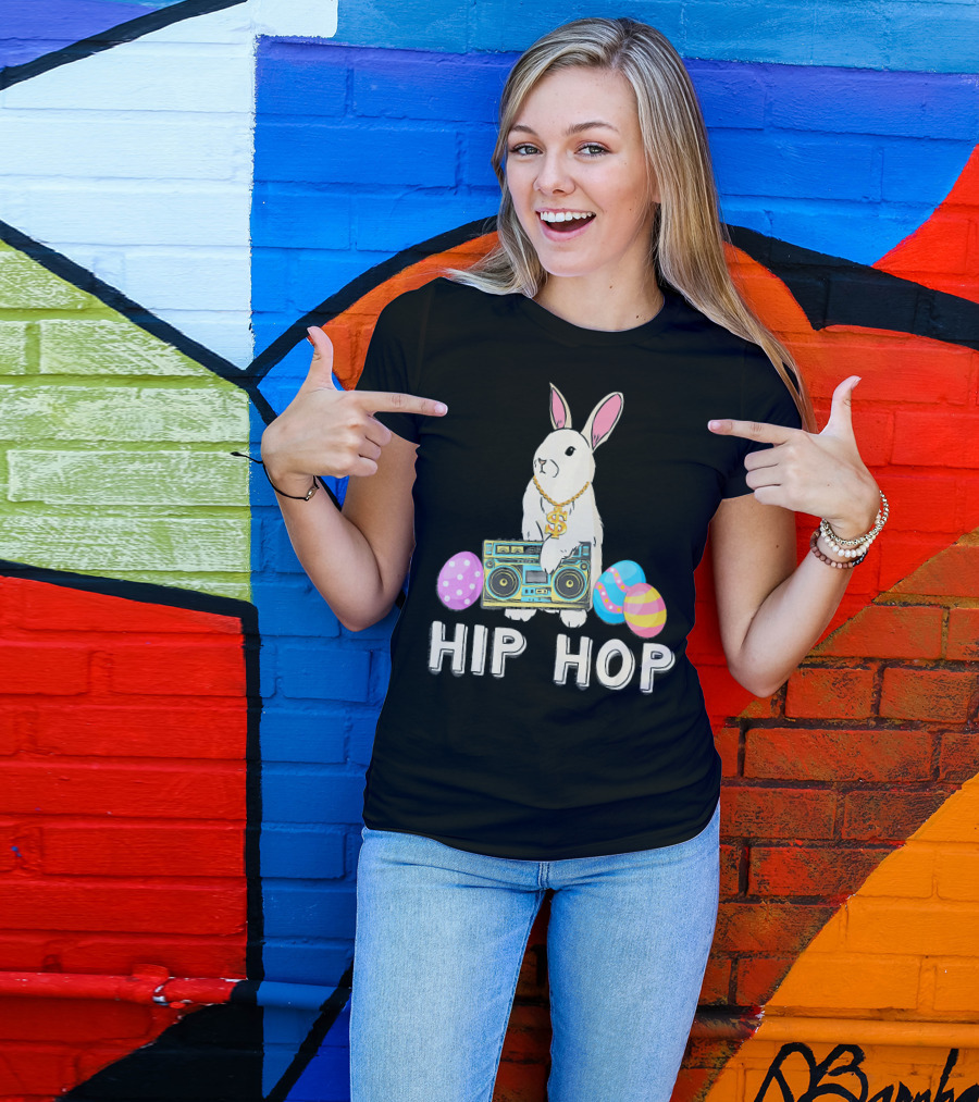 Hip Hop Bunny Dollar Chain Boombox Easter Eggs T-Shirt