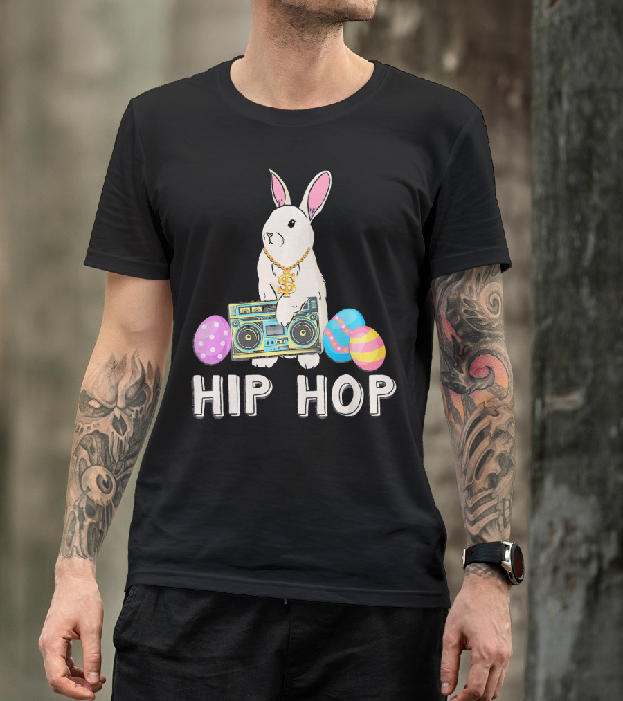 Hip Hop Bunny Dollar Chain Boombox Easter Eggs T-Shirt