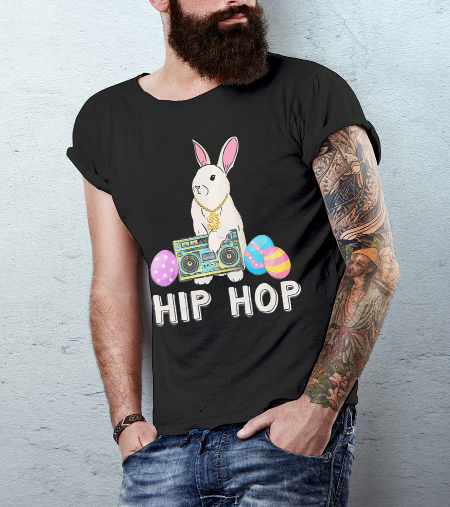 Hip Hop Bunny Dollar Chain Boombox Easter Eggs T-Shirt