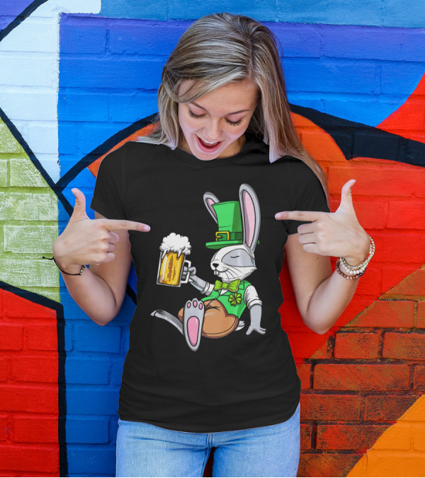 Leprechaun Rabbit St Patricks Bunny Beer Green Hat Shamrock Mug T-Shirt