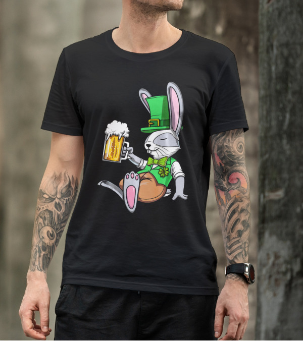 Leprechaun Rabbit St Patricks Bunny Beer Green Hat Shamrock Mug T-Shirt