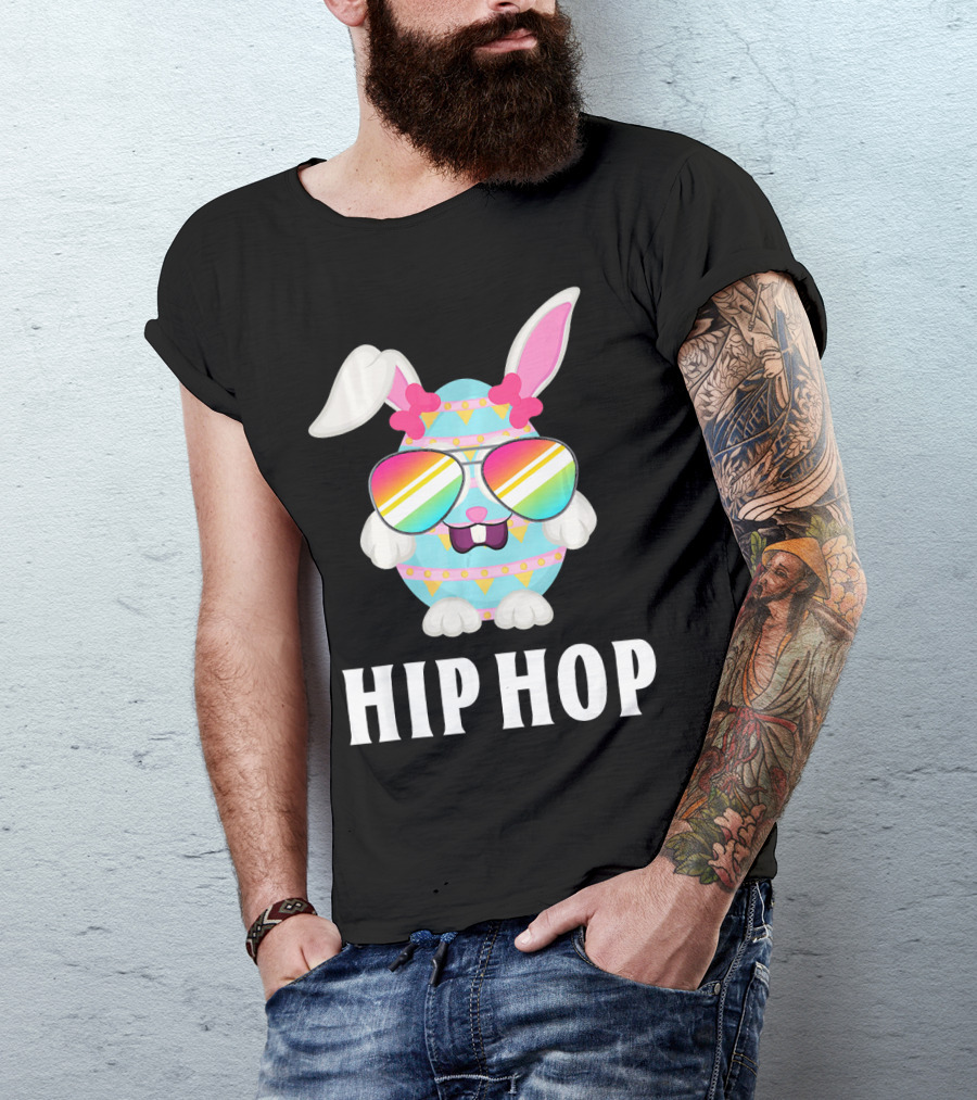Hip Hop Bunny Egg Sunglasses Cute Easter T-Shirt