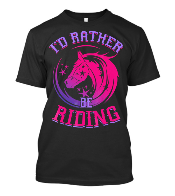 I'D Rather Be Riding Horse Stars Purple Pink T-Shirt