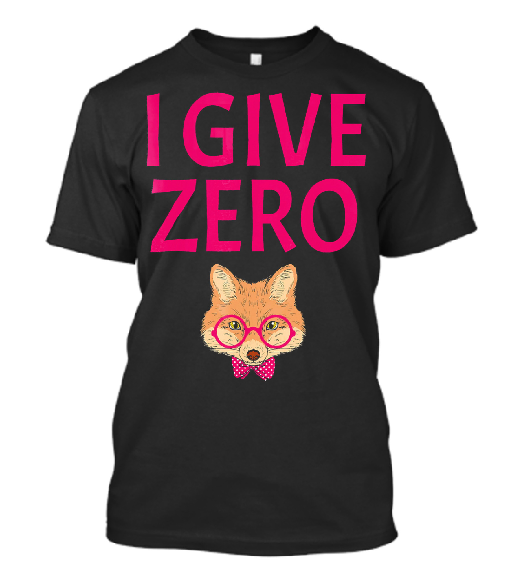 I Give Zero Fox Cute Funny Animal Glasses And Bow Tie T-Shirt