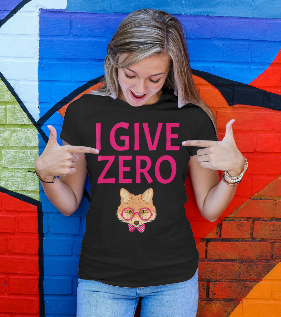 I Give Zero Fox Cute Funny Animal Glasses And Bow Tie T-Shirt