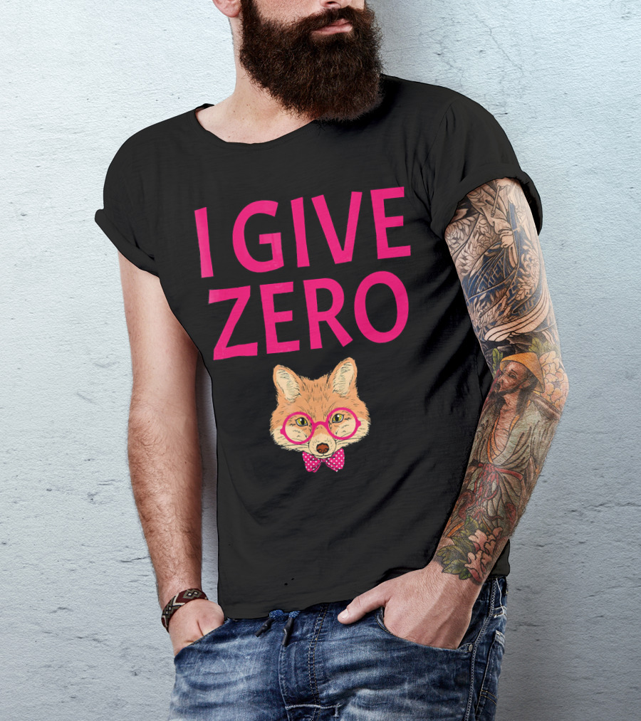 I Give Zero Fox Cute Funny Animal Glasses And Bow Tie T-Shirt