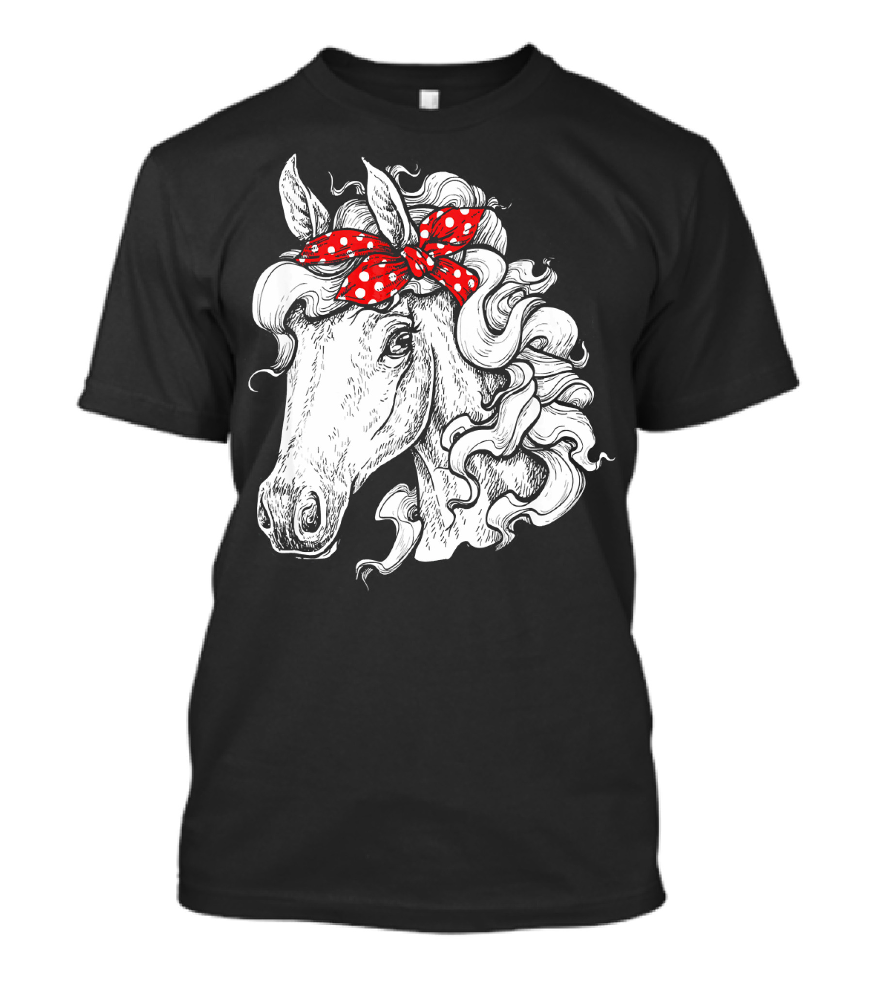 Horse Bandana Horseback Riding Red Polka Dot T-Shirt