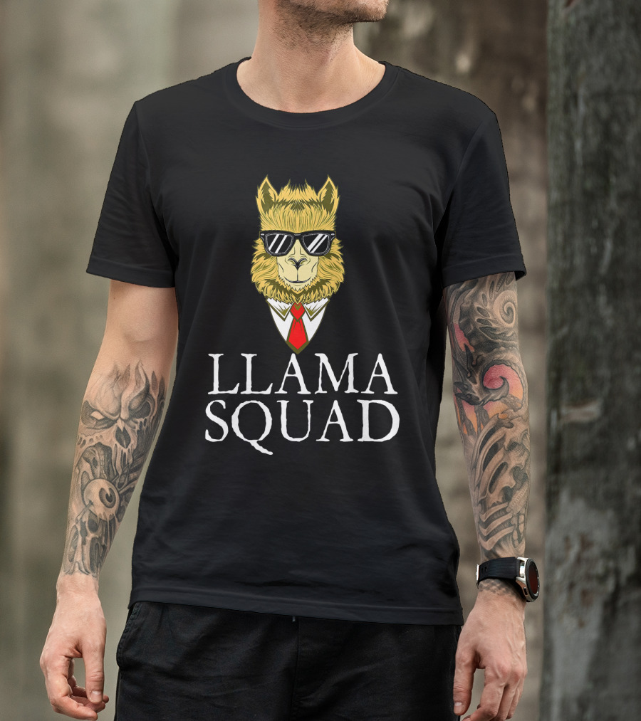 Llama Squad Sunglasses Tie T-Shirt