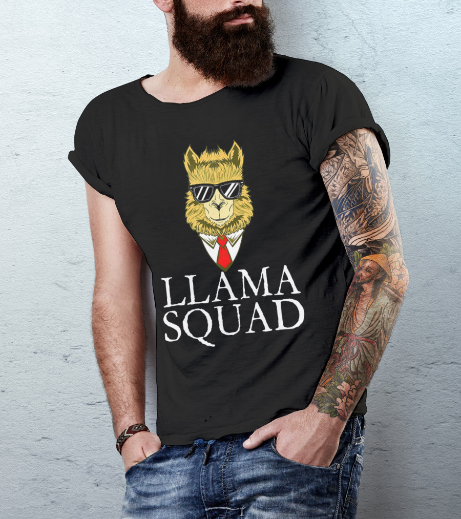 Llama Squad Sunglasses Tie T-Shirt