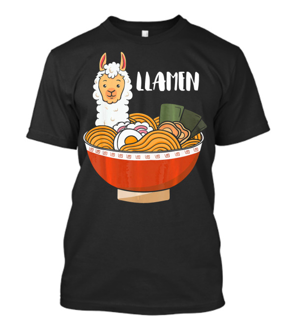 Llamen Ramen Japanese Noodle Llama In Bowl T-Shirt