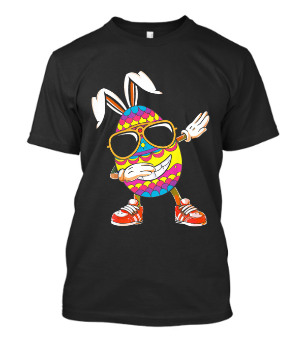 Kids Dabbing Easter Egg With Bunny Ears And Sunglasses T-Shirt