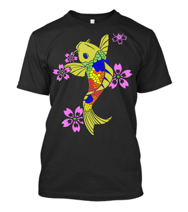 Koi Fish With Vibrant Scales And Pink Flowers T-Shirt