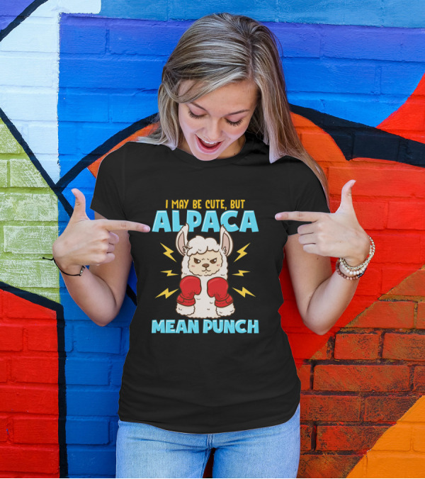 I May Be Cute But Alpaca Mean Punch Red Boxing Gloves Alpaca T-Shirt