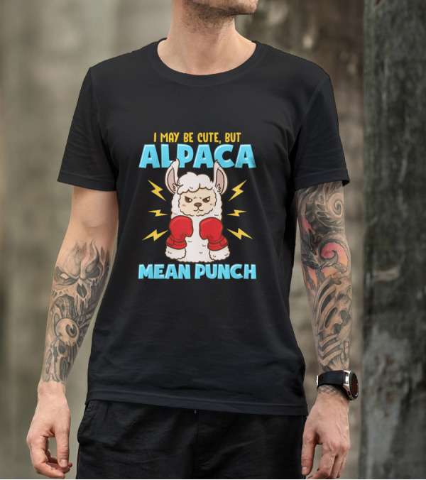I May Be Cute But Alpaca Mean Punch Red Boxing Gloves Alpaca T-Shirt