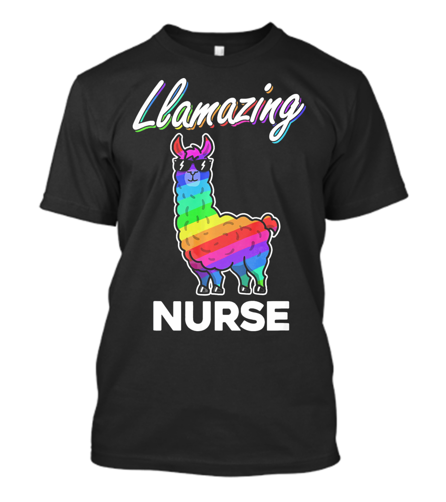 Llamazing Rainbow Llama Nurse T-Shirt