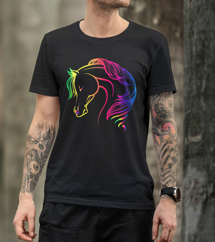 I Love My Horse Colorful Rainbow Horse T-Shirt