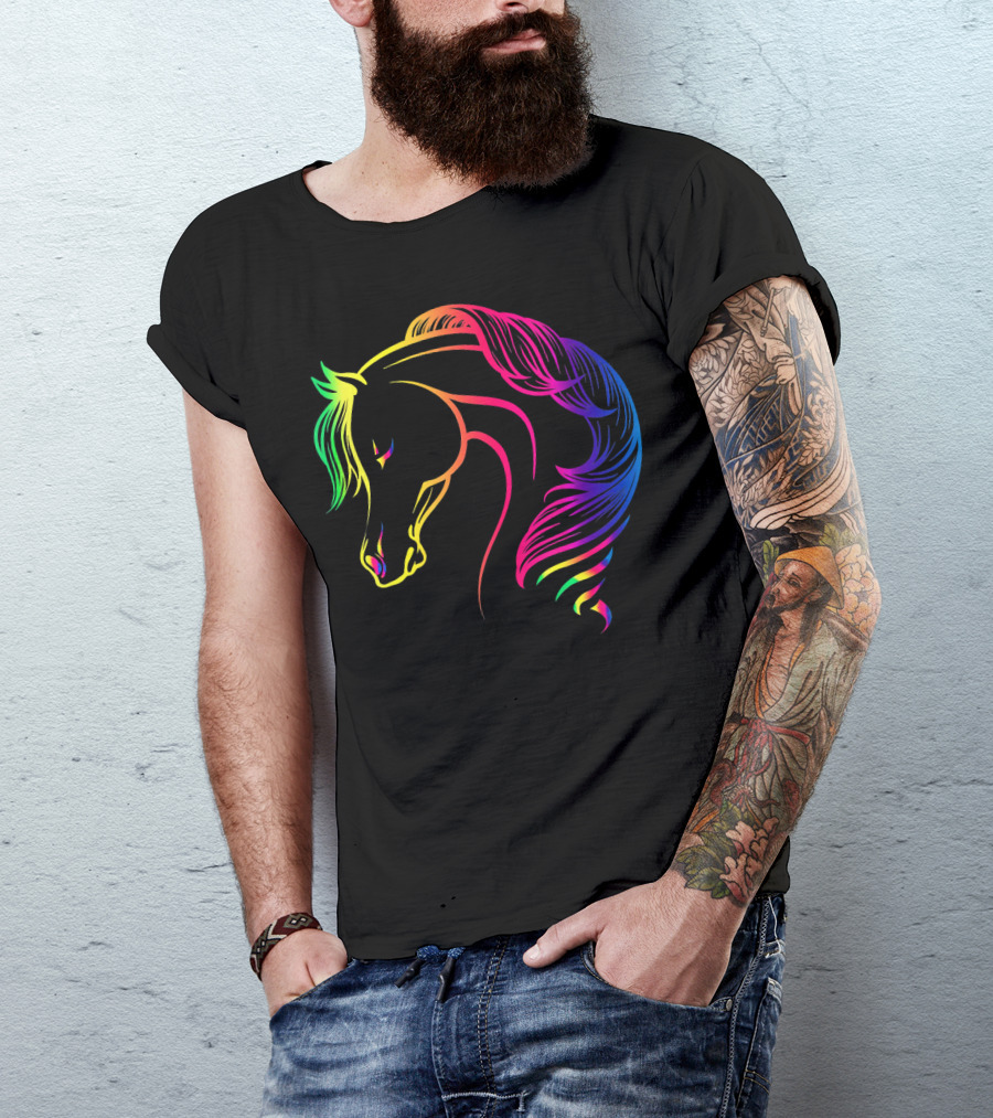 I Love My Horse Colorful Rainbow Horse T-Shirt