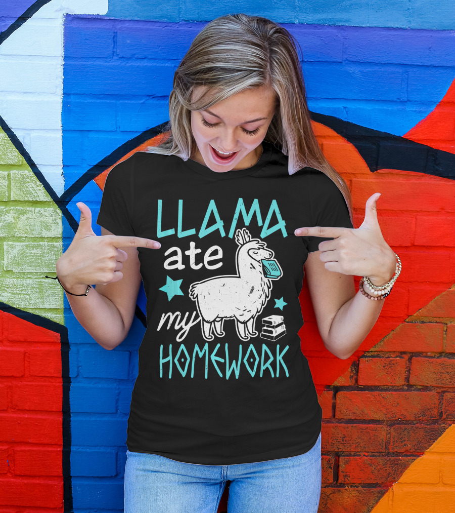 Llama Ate My Homework Llama Lover T-Shirt