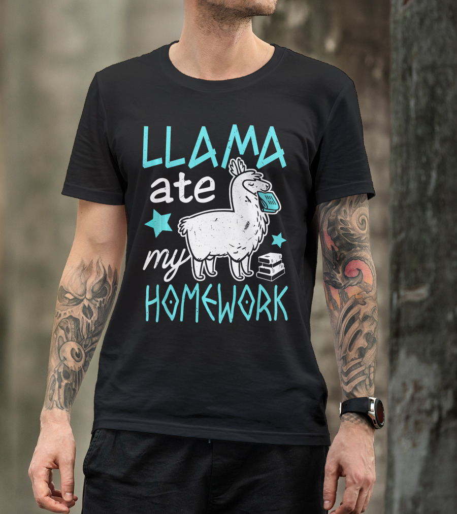 Llama Ate My Homework Llama Lover T-Shirt