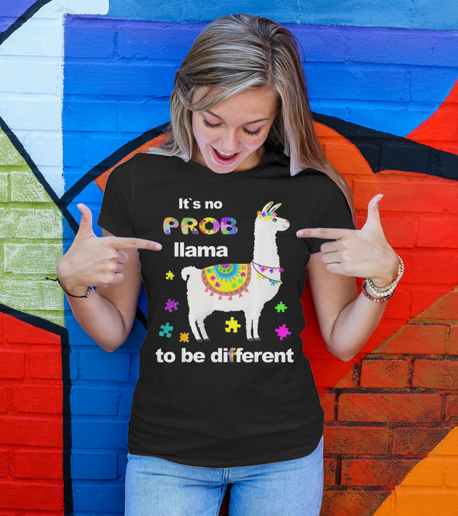 It's No Prob Llama To Be Different Llama Puzzle Pieces T-Shirt