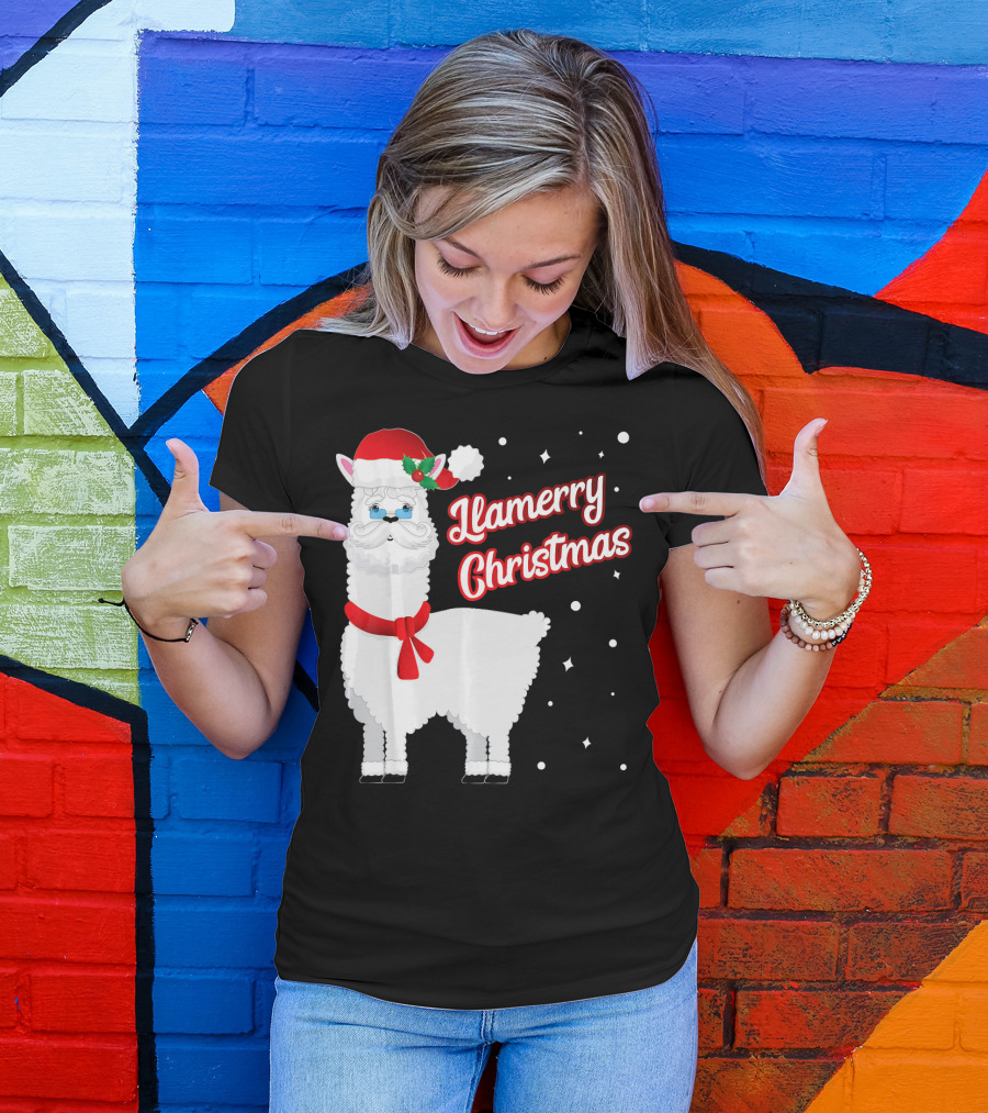 Llama Llamerry Christmas Santa Cla Holiday Festive T-Shirt
