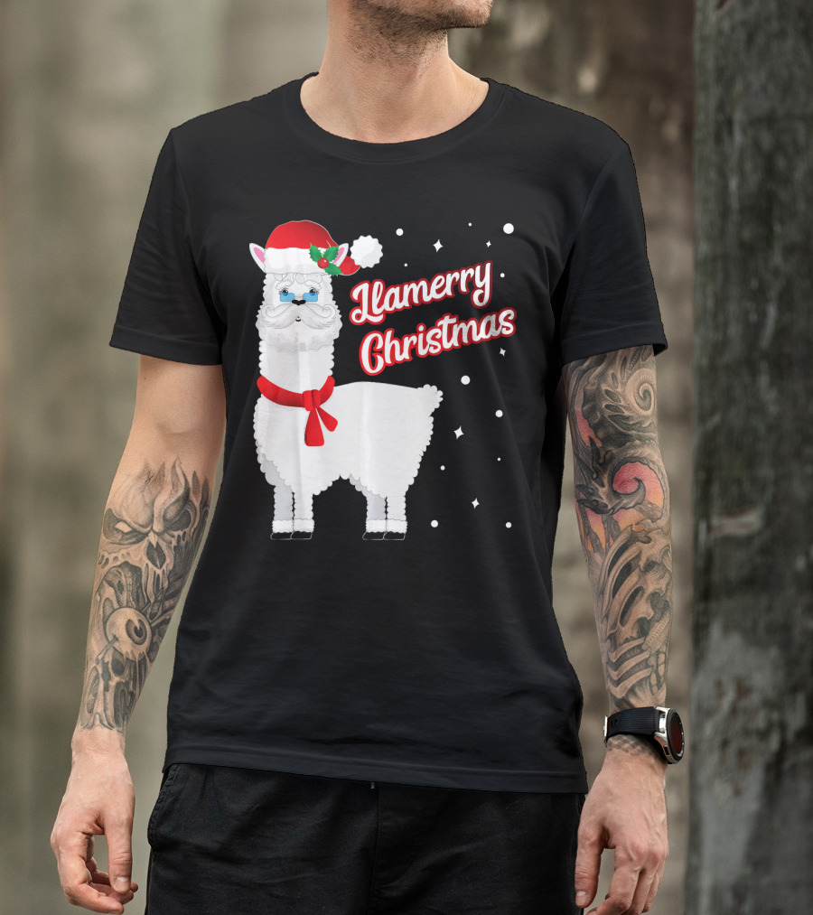 Llama Llamerry Christmas Santa Cla Holiday Festive T-Shirt