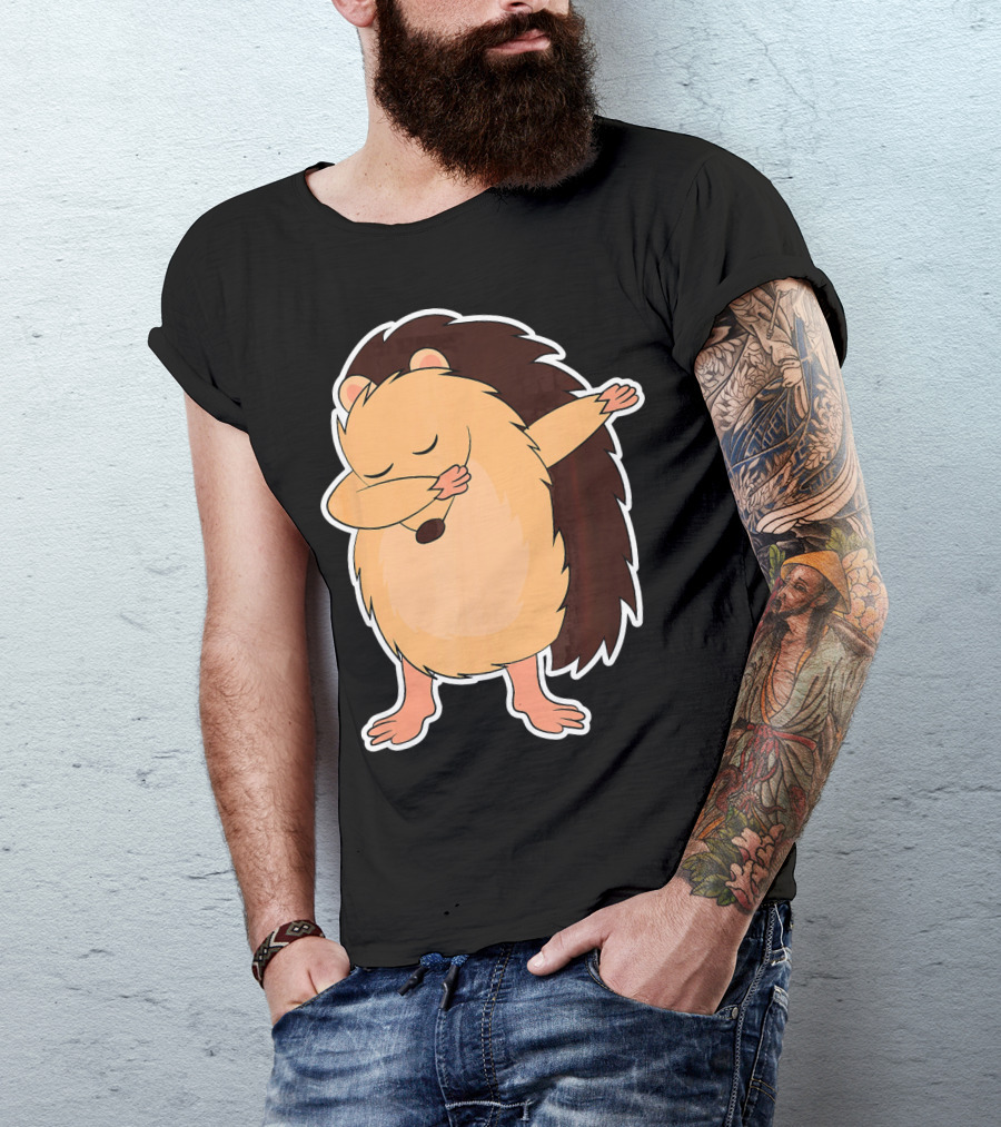 Kids Cute Dabbing Hedgehog Cartoon T-Shirt
