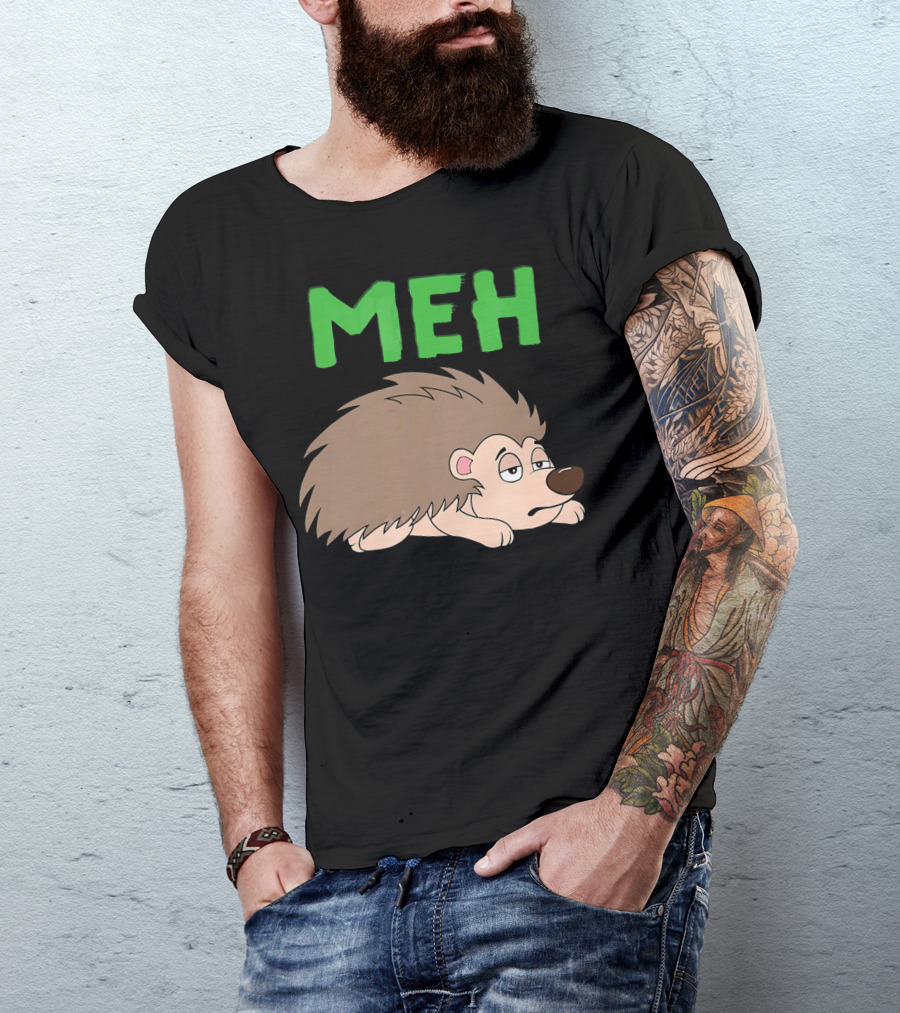 Meh Sarcastic Attitude Hedgehog Tired Expression T-Shirt