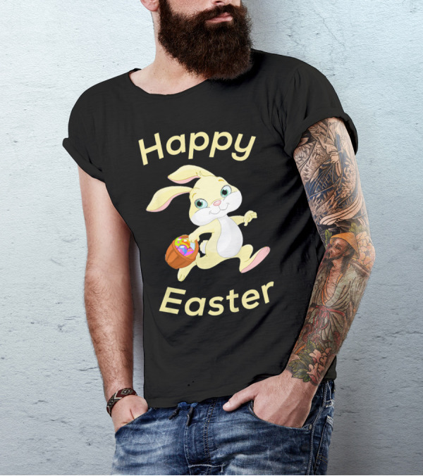 Happy Easter Bunny With Basket T-Shirt