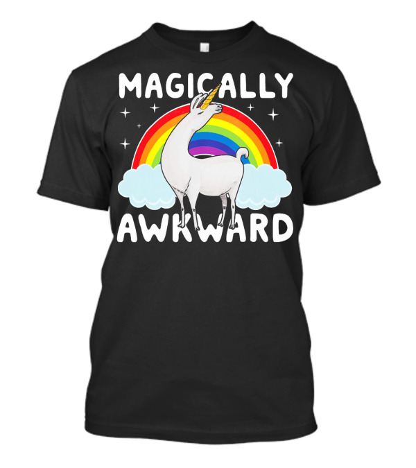 Magically Awkward Llamacorn Unicorn With Rainbow T-Shirt