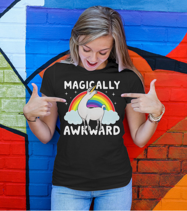 Magically Awkward Llamacorn Unicorn With Rainbow T-Shirt