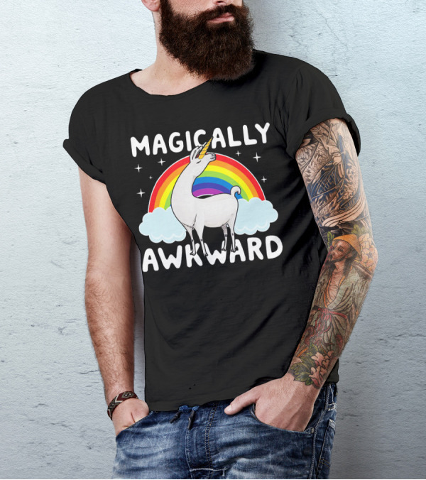 Magically Awkward Llamacorn Unicorn With Rainbow T-Shirt