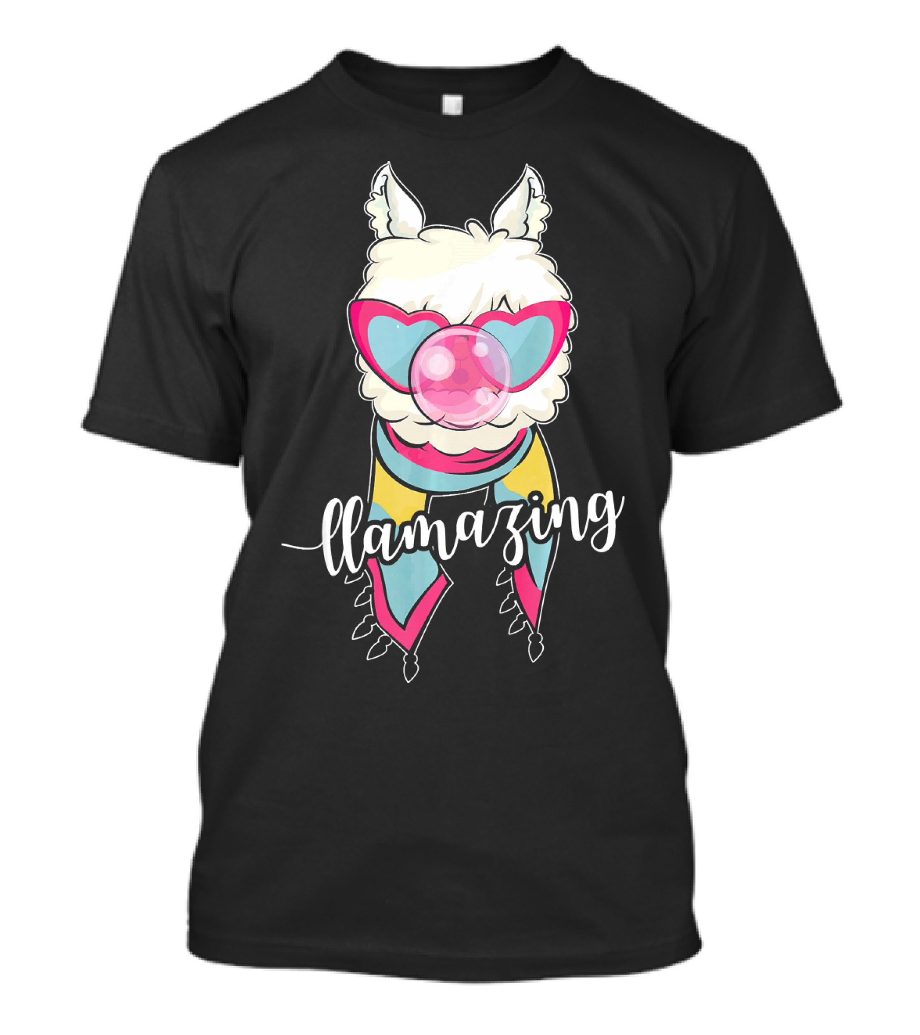 Llamazing Bubblegum Heart Sunglasses Llama T-Shirt