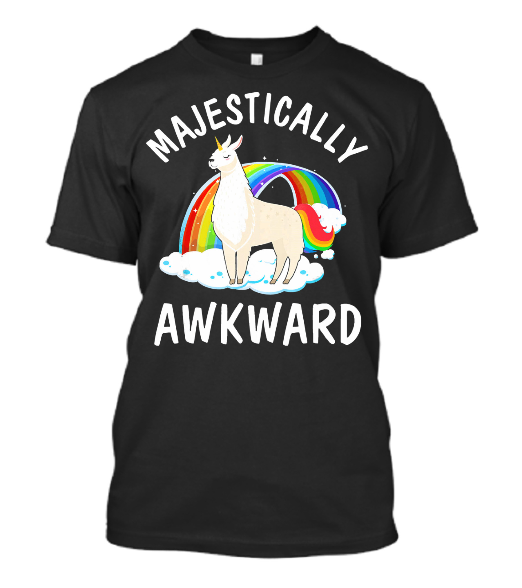 Majestically Awkward Llama Unicorn With Rainbow T-Shirt