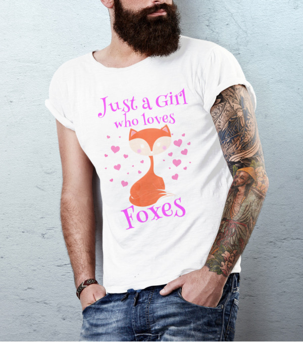 Just A Girl Who Loves Foxes With Hearts In Woodland T-Shirt
