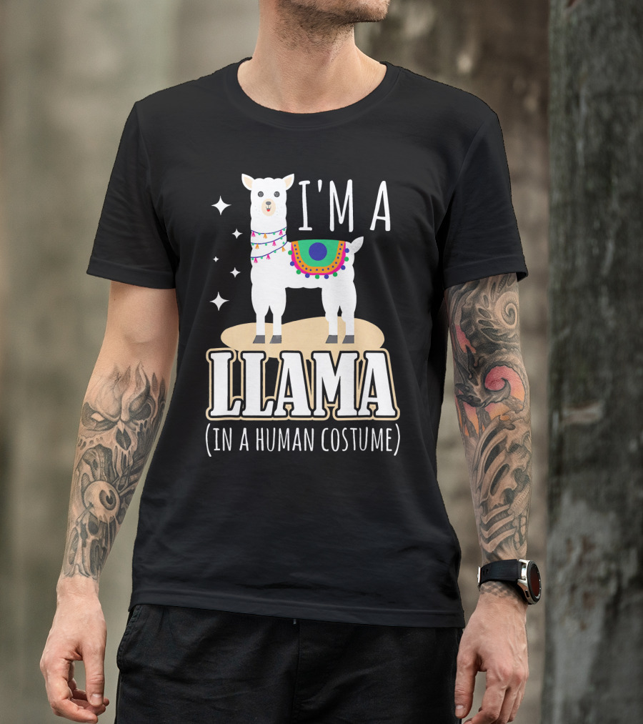 I'm A Llama In A Human Costume Funny Llama Starry T-Shirt