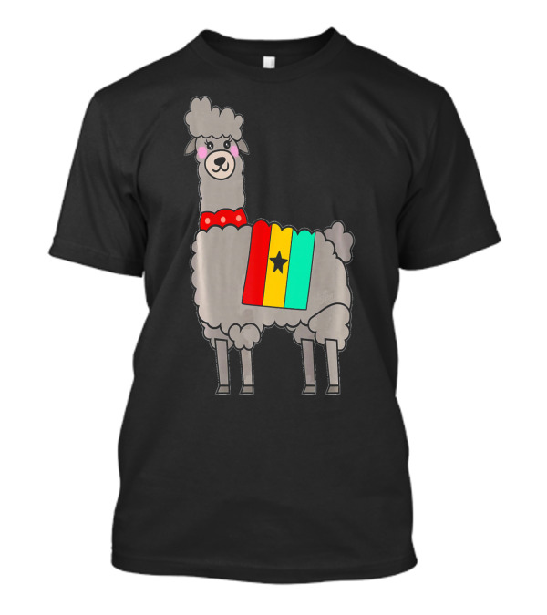 Llama English Version Ghana Flag Colors Lovely Hand Pai T-Shirt