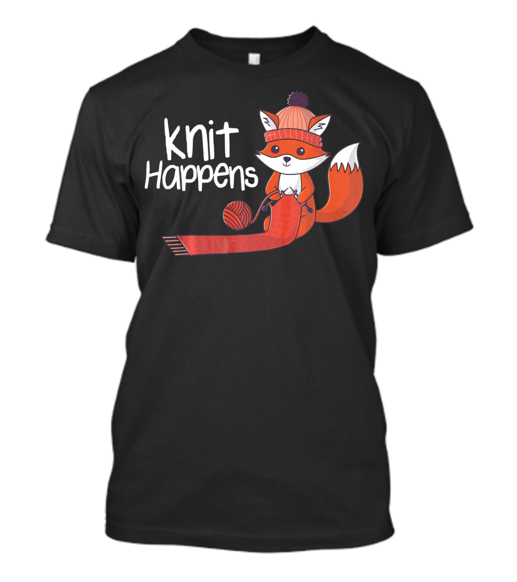 Knit Happens Fox With Yarn And Needles T-Shirt