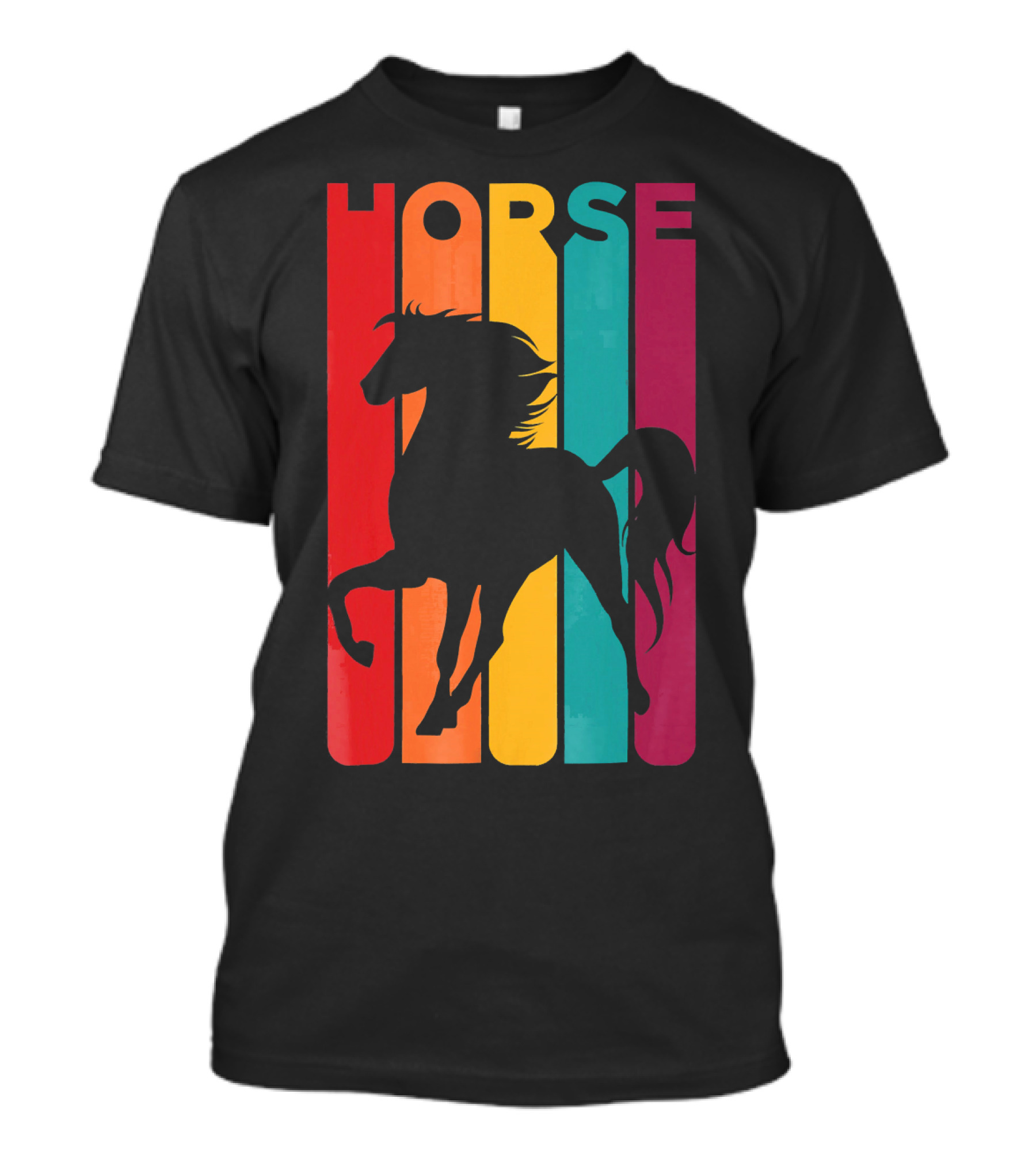 Horse Retro Vintage Rainbow T-Shirt
