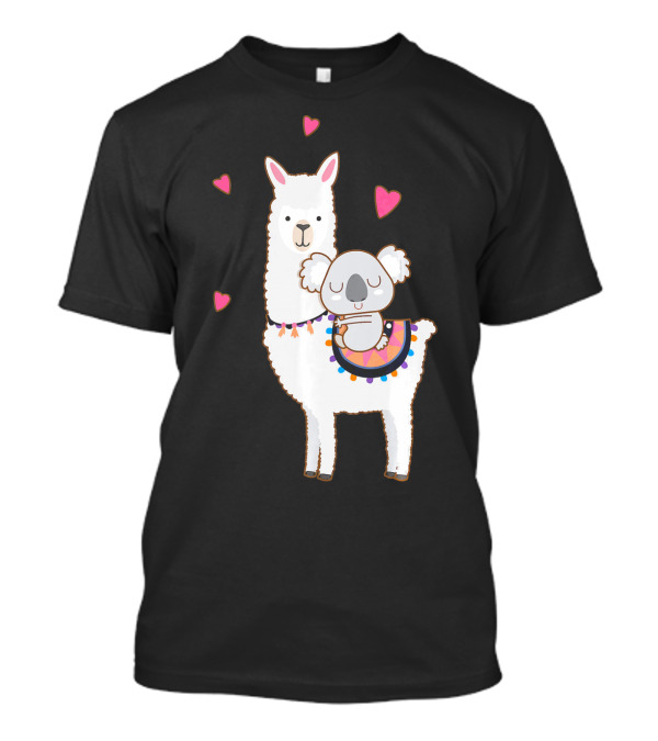 Koala Riding Llama Best Friends With Hearts Alpaca T-Shirt