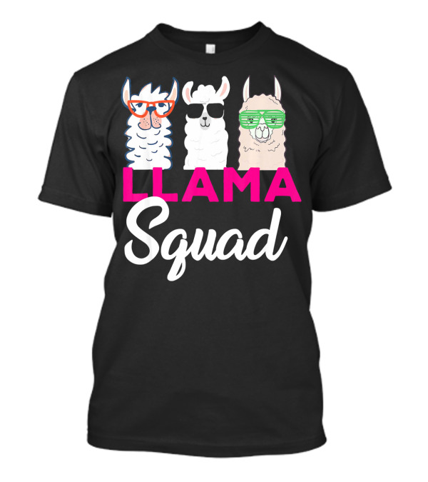 Llama Squad Funny Cute Alpaca With Glasses T-Shirt
