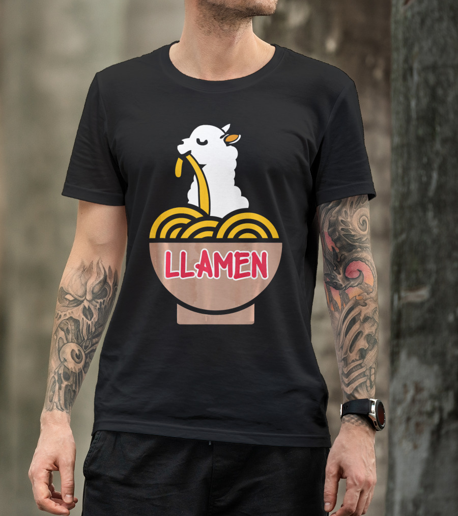Llama Llamen Kawaii Noodle Foodie Alpaca T-Shirt