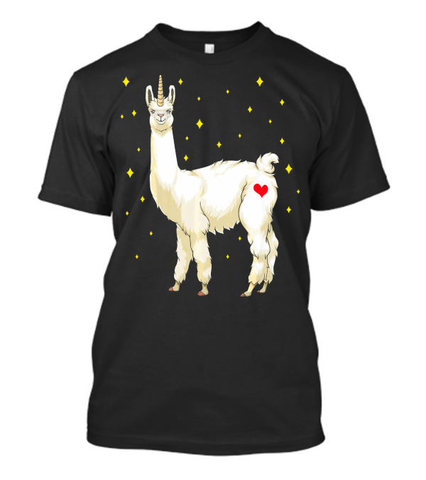 Llama Alpaca Unicorn Heart Stars T-Shirt