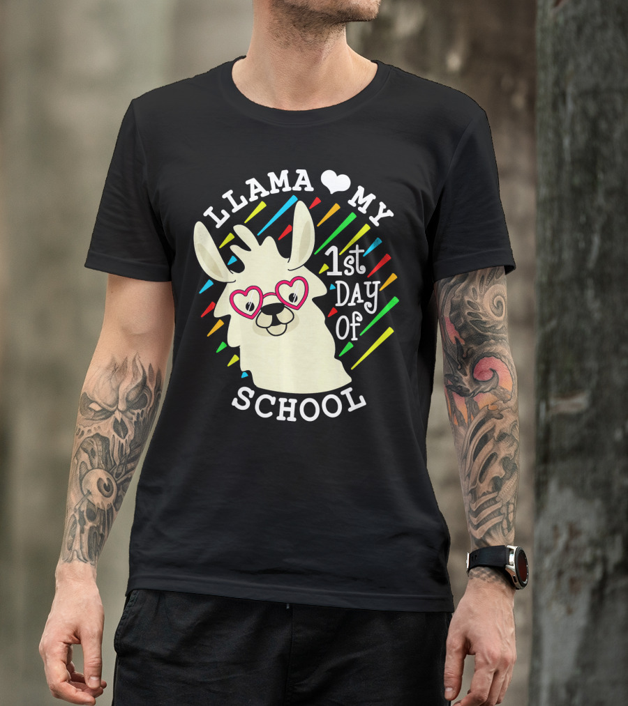 Llama Love My 1st Day Of School T-Shirt