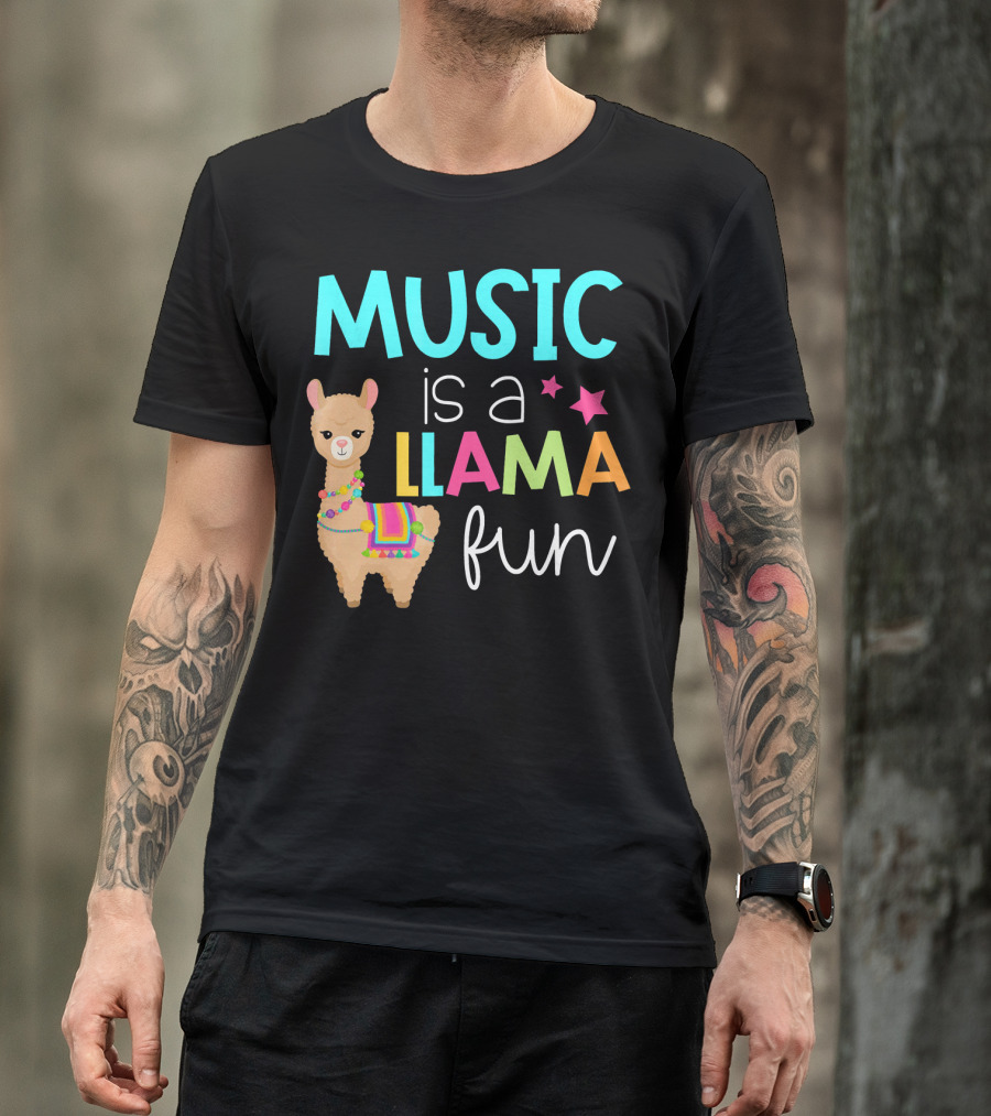 Music Is A Llama Fun T-Shirt