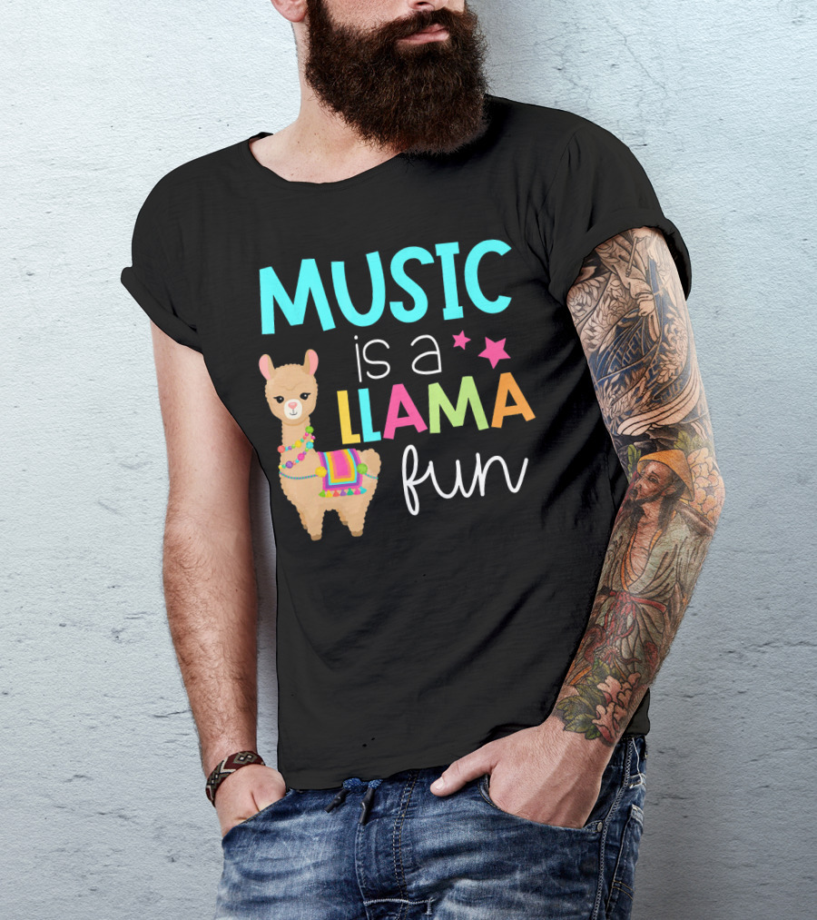 Music Is A Llama Fun T-Shirt