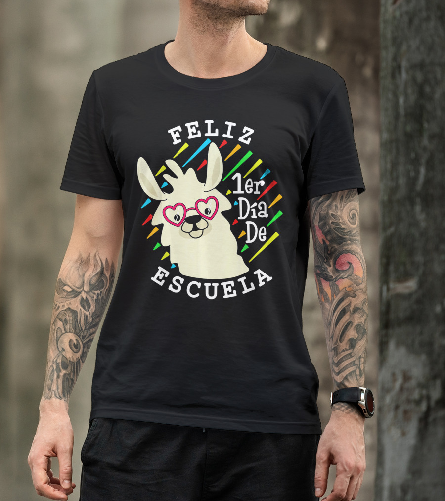 Feliz 1er Día De Escuela Llama Alpaca Lovers Heart Glasses T-Shirt