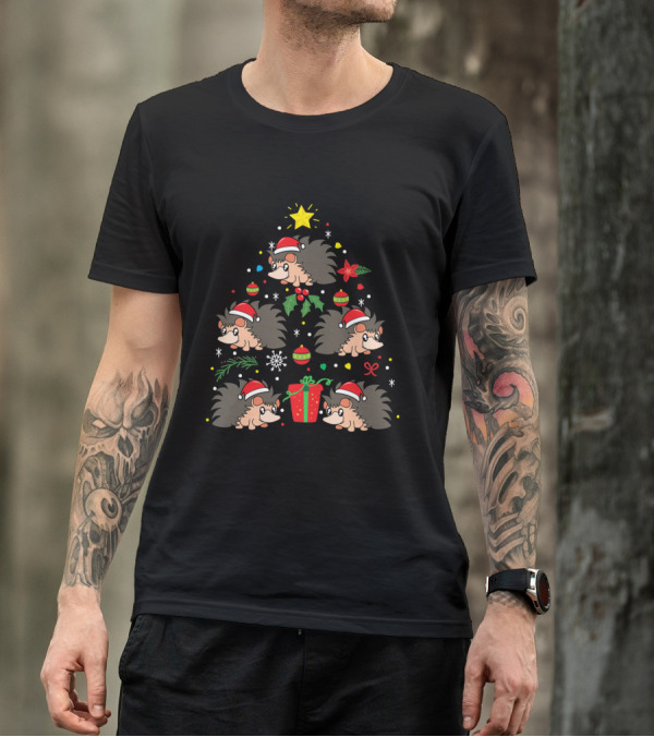 Hedgehog Christmas Tree With Ornaments And Star T-Shirt